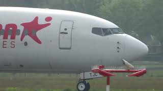 Corendon Airlines Europe B737800 Takeoff Groningen Airport Eelde [upl. by Ilsel]