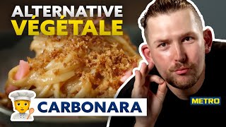 Recette carbonara végétale  comment faire des pâtes carbonara sans pecorino   METRO [upl. by Drusy783]