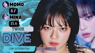 UPDATED TWICE  DIVE  Line distribution  lyrics [upl. by Nemrak]