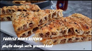 ✅ Phyllo dough rolls with ground beef  Turkish borek [upl. by Scarito]