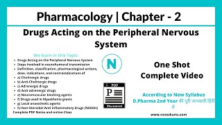 Chapter2  Drugs Acting on the Peripheral Nervous System  Complete Class in 1 video  Noteskarts [upl. by Nnahtur]