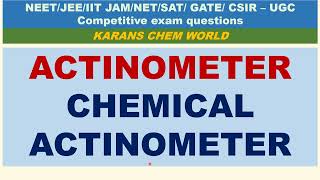 ACTINOMETER CHEMICAL ACTINOMETER PRINCIPLE URANYL OXALATE CHEMICAL ACTINOMETER experimental set up [upl. by Melisent644]