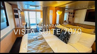 Holland America Zaandam cabin 7070 Vista Suite Review [upl. by Imre645]