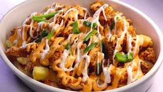 Chicken Loaded Fries with Cheese Sauce Recipe By Recipes of the World [upl. by Hallimaj]