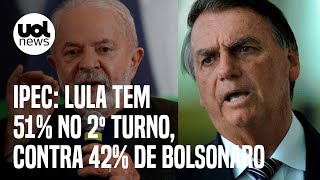 Pesquisa Ipec Lula tem 51 x 42 de Bolsonaro no 2º turno [upl. by Gracia]