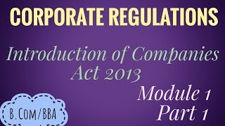 Introduction of Companies Act 2013 Corporate Regulations Part 1 Malayalam [upl. by Luanne722]