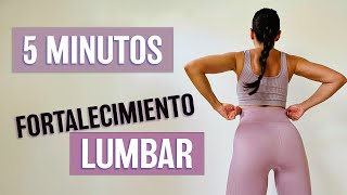 FORTALECIMIENTO LUMBAR  SIN EQUIPO  SIN SALTOS  5 MINUTOS [upl. by Naletak]