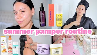 summer refresh pamper routine ☀️ skincare haircare bodycare nails amp more 🫧 [upl. by Aniar]