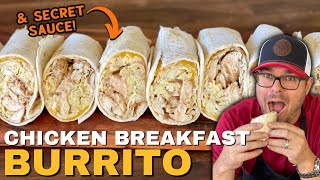 Griddle Chicken Breakfast Burrito  My FAVORITE Breakfast Burrito and Secret Sauce [upl. by Rauch843]