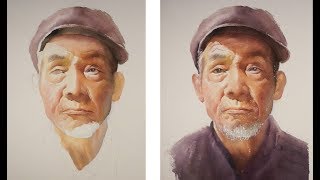 Watercolor portrait painting tutorial  old man portrait [upl. by Garrek]