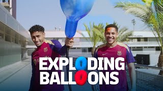 🎈💥💥🎈 BOOM EXPLODING BALLOONS CHALLENGE WITH RAPHINHA amp VITOR ROQUE  FC Barcelona 🔵🔴 [upl. by Anaila]