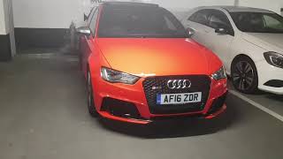 Audi RS3 8v start up and revs in indoor car park [upl. by Nitsed]