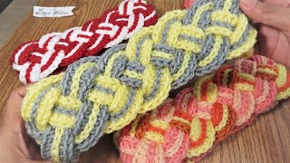 Crochet Very Easy Four Strand Braided Headband [upl. by Immas745]