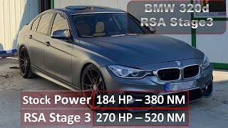 BMW F30 320d 270hp 520nm  RSA Motorsports Stage3  100  200 kmh Test  Hybrid Turbo  Intercooler [upl. by Trellas606]