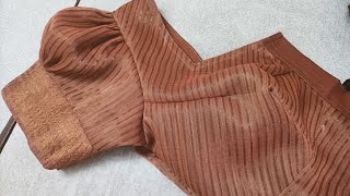 Very Easy Method for beginnersTrending puff sleeve design cutting and stitching for blouse [upl. by Thevenot]