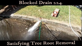 Blocked Drain 224  High Excitement  High Pressure  Tree Root Removal [upl. by Rednav705]