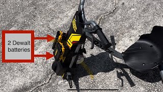 Upgraded Razor Power Rider 360 conversion 2 Dewalt tool batteries 24v 350v motor First test ride [upl. by Arelus]