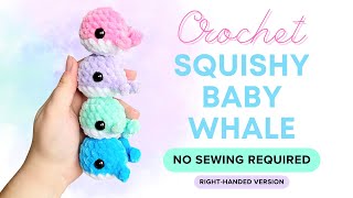 BEGINNER FRIENDLY  Crochet Baby Whale tutorial NO SEWING REQUIRED step by step RIGHTHANDED [upl. by Shawn25]