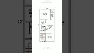 16 × 42 house plan  16 × 42 village plan  2bhk design  shorts home houseplan shortsviral yt [upl. by Adniral]