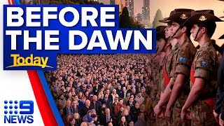 Anzac Day 2023 Thousands gather before dawn across Australia  9 News Australia [upl. by Hannazus919]