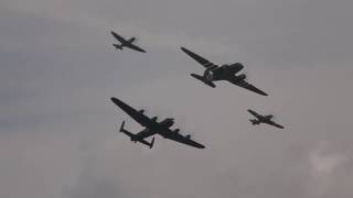 BBMF Trenchard Formation  Dakota Lancaster Spitfire amp Hurricane  RAF Cosford Airshow 2018 [upl. by Newell]