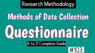 Questionnaire Method of DATA Collection  Tools of Data Collection [upl. by Lrac465]