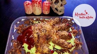 Kerstins heiße Küche  Halloween Zombiehand Cheesebomb Rezept [upl. by Anaujik]