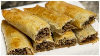 Turkish Borek Recipe With Phyllo Sheets  Beef Pastry [upl. by Adil]