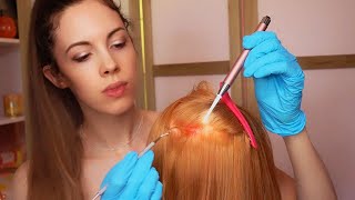 ASMR  Scalp Check With Bad Results Scratching SearchingTreatment Whispering Brushing [upl. by Eilojne991]