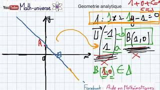 géométrie analytique partie 1  équation cartésienne de droite 2eme tunisie [upl. by Dobb]