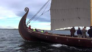 Saga Oseberg seglar bidevind  Viking ship replica Saga Oseberg sailing close hauled [upl. by Ehcor]