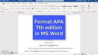 APA 7th edition in MS Word [upl. by Mcgrath]