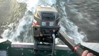 15hp Force Gamefisher outboard Boat Motor running on 14 Crestliner [upl. by Naened799]