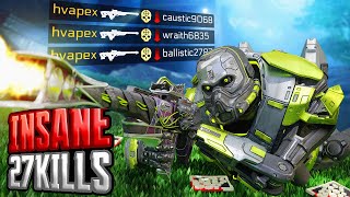 INSANE Caustic Triple Take 27 KILLLS and 6300 Damage Apex Legends Gameplay Season 18 [upl. by Ahselat189]