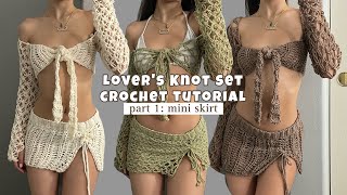 part 1 mini skirt  lover’s knot set crochet tutorial for beginners by kno strings attached [upl. by Sabella411]