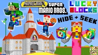 MARIO LUIGI amp PRINCESS PEACH play MINECRAFT Lucky Block Hide amp Seek FGTEEV Challenge [upl. by Vasily795]