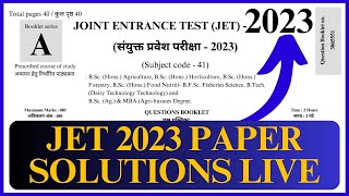 JET 2023 ANSWER KEY  AGRICULTURE JET 2023 PAPER SOLUTION LIVE UtkarshAgricultureClasses [upl. by Ecnarual]