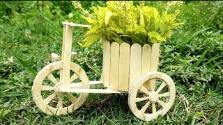 DIY bicycle using ice cream stick । cute bicycle from waste popsicle stick । mini bicycle [upl. by Elora]