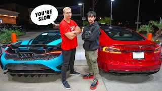 Tesla Model S Plaid vs McLaren 765LT  DRAG RACE [upl. by Lenad795]