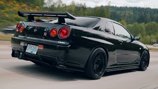 Blacked Out 1999 Nissan Skyline R34 GTR Vspec Cinematic I 4K I Maximedia x WoyshinsMedia [upl. by Selden]