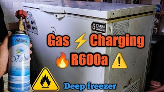 R600a gas charging  Deep freeze  ful detail hindi [upl. by Arrotal827]