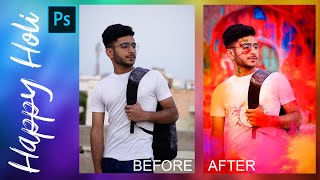 Holi Special Photo Editing Tutorial in Photoshop  Holi festival Photo Editing Tutorial 2021 [upl. by Elyse]