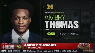 49ers Select Ambry Thomas with the 102nd Overall Pick  2021 NFL Draft [upl. by Dolora]