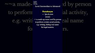 Pseudonym Pronunciation meaning examples wordmeaning englishvocabulary englishpractice [upl. by Lebama]