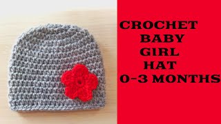 Crochet 03 Months Baby Girl Hat  Beginner Friendly [upl. by Stillas]