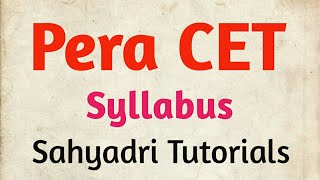 Pera CET  Pera CET Syllabus  MHTCET [upl. by Razatlab]