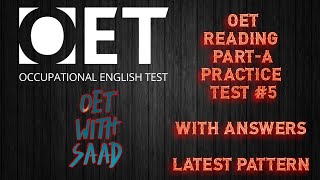 OET READING PartA PRACTICE TEST 5 WITH ANSWERS UPDATED PATTERN [upl. by Ahsiele261]