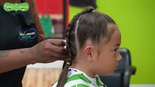 Christmas Tree Braids Tutorial  Pigtails amp Crewcuts Haircuts for Kids [upl. by Itsirk]