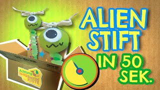 Alien Stiftehalter basteln für Kinder  Achtung fertigBastelkiste 4 [upl. by Laveen]