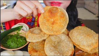 ASMR CRISPY ALOO PURI  MINT CHUTNEY  EATING SOUNDS  NO TALKING [upl. by Letta150]